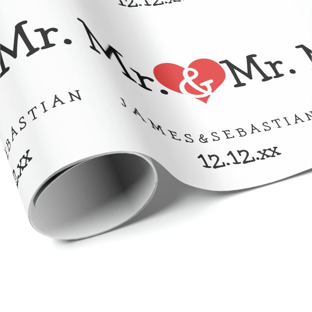 Mr and Mr Two Grooms Wedding Wrapping Paper (Roll Corner)