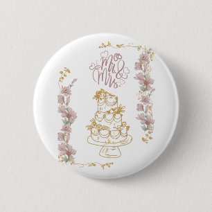 mr and mrs 6 cm round badge