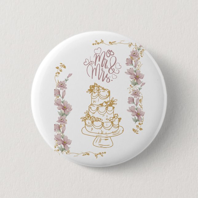 mr and mrs 6 cm round badge (Front)