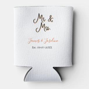 Mr and Mrs add name est. Date year wedding couple Can Cooler