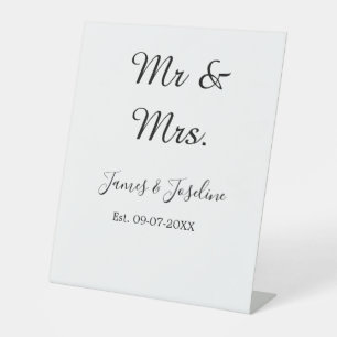 Mr and Mrs add name est. Date year wedding couple Pedestal Sign