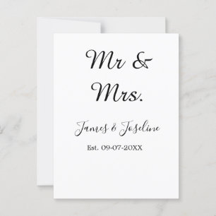 Mr and Mrs add name est. Date year wedding couple  Postcard
