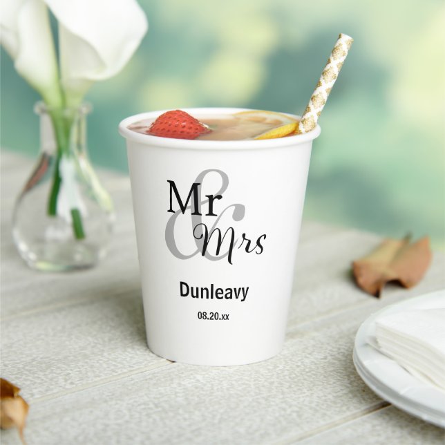Mr. and Mrs. Ampersand Custom Last Name Paper cup (Insitu)