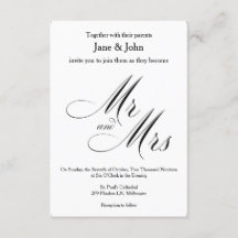 Mr and Mrs Basic Wedding Invitation