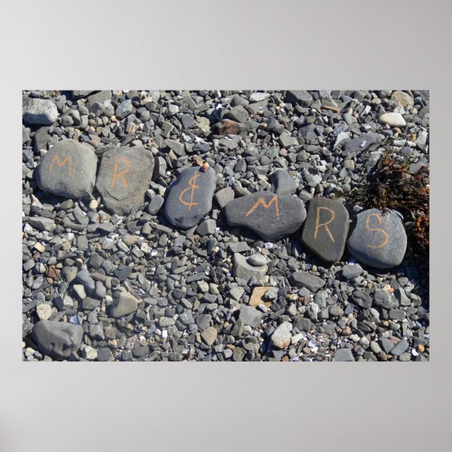 Mr and Mrs Beach Rocks at Bar Harbour Poster (Front)