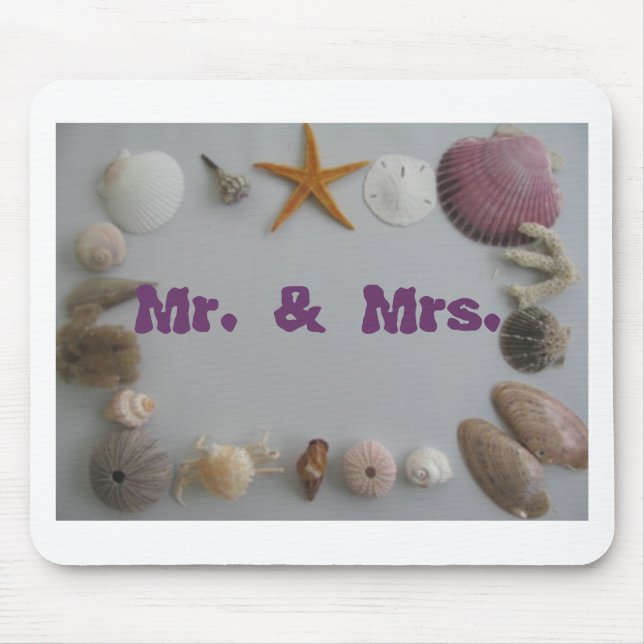 Mr and Mrs Beach Wedding Mouse Pad (Front)
