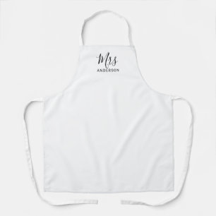 Mr and Mrs Black and White Modern Script Apron