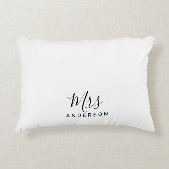 Mr and Mrs | Black and White Modern Script Decorative Cushion (Front)