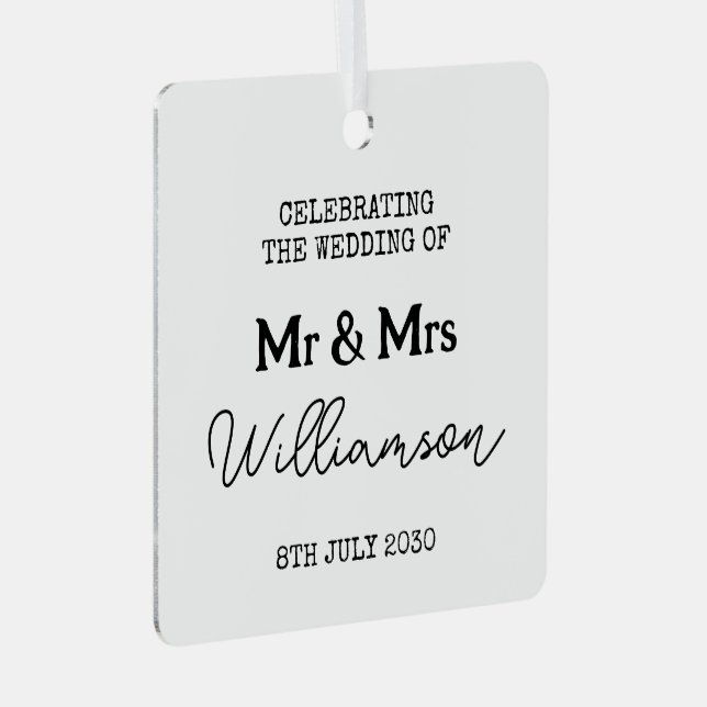Mr And Mrs Black And White Name Metal Tree Decoration (Front Right)