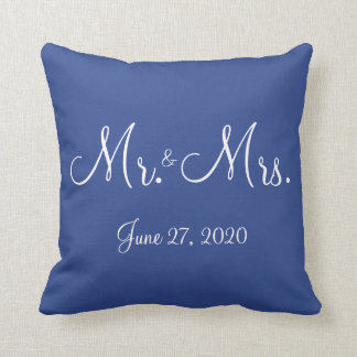 Mr. and Mrs. Blue Nautical Wedding Pillows