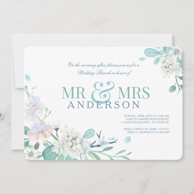 Mr. and Mrs. Blue Post Wedding Brunch Invitation (Front)