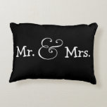 Mr and Mrs Bride And Groom Wedding Gift Decorative Cushion<br><div class="desc">Mr and Mrs pillow,  one side white the other in black .. perfect for the bride and groom on their wedding night,   wedding products from Ricaso</div>