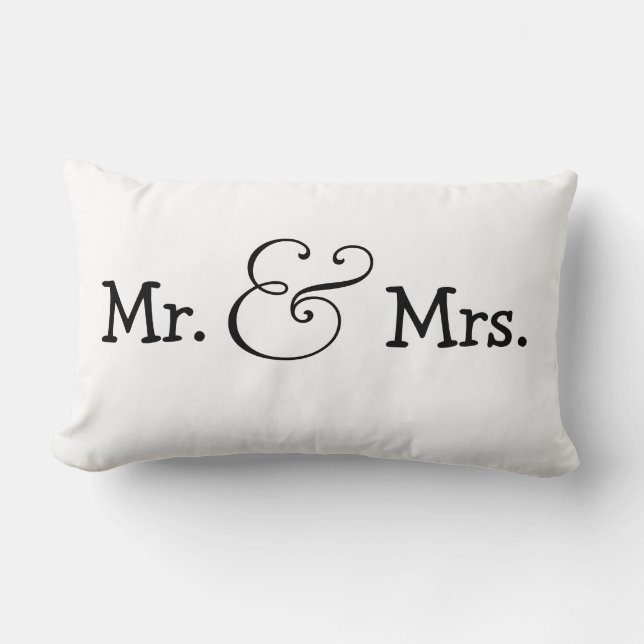 Mr and Mrs Bride And Groom Wedding Gift Lumbar Cushion (Front)