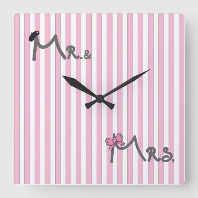 Mr and Mrs Bride/Groom Wall Clock (Front)