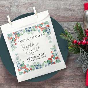Mr and Mrs Calligraphy Winter Wedding Favour Bag