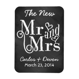 "Mr. and Mrs." Chalkboard Wedding Souvenier Magnet
