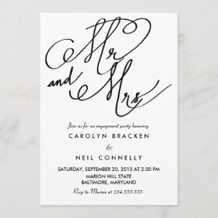 Mr And Mrs Classy Typography Engagement Party Invitation