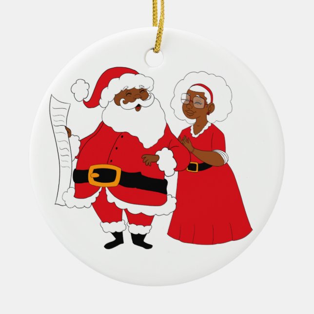 Mr. and Mrs. Claus Ceramic Ornament (Front)