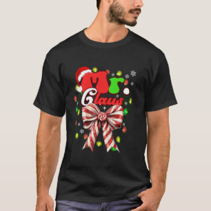 Mr and Mrs Claus Christmas Couples Coquette Bow Ca T-Shirt