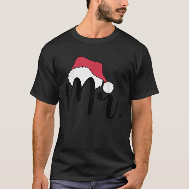 Mr And Mrs Claus Christmas Couples Matching His An T-Shirt (Front)