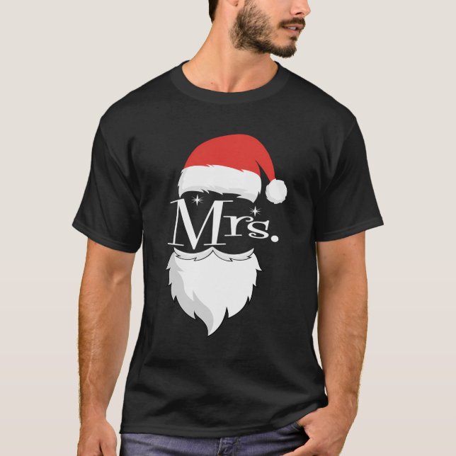 Mr And Mrs Claus Couples Matching Christmas Pajama T-Shirt (Front)