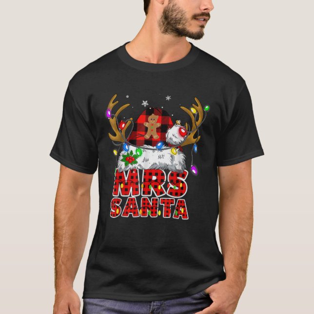 Mr and Mrs Claus Couples Matching Christmas Pajama T-Shirt (Front)