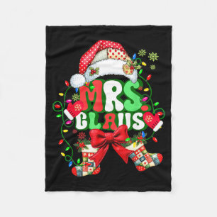 Mr And Mrs Claus Couples Santa Patchwork Christmas Fleece Blanket
