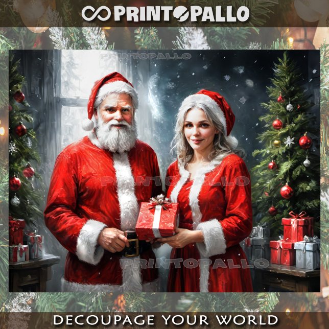 Mr. and Mrs. Claus offerring gifts Tissue Paper (Creator Uploaded)