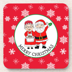 Mr and Mrs Claus, Personalised Christmas Coaster