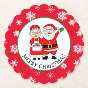 Mr and Mrs Claus, Personalised Christmas  Paper Coaster