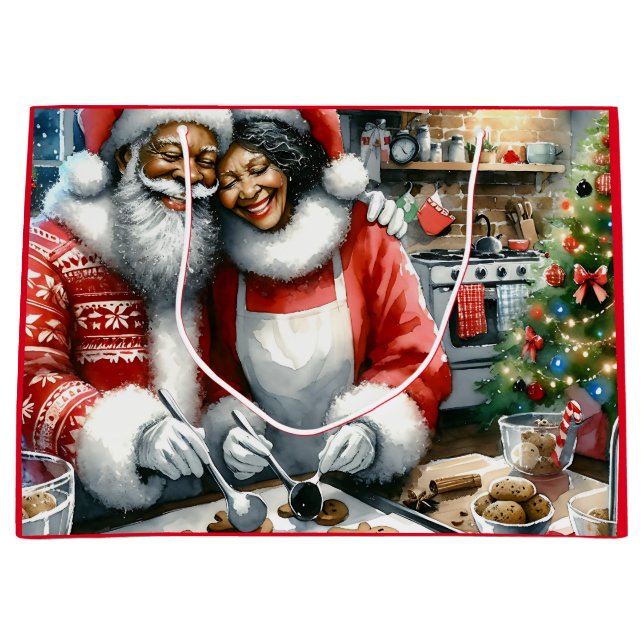 Mr and Mrs Clause Cute Christmas  Large Gift Bag (Front)