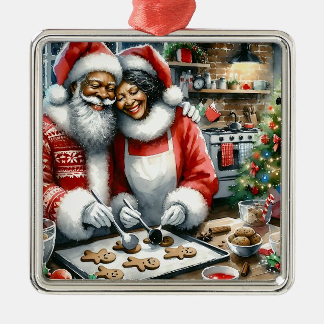 Mr and Mrs Clause Cute Christmas   Metal Ornament (Front)