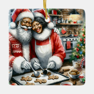 Mr and Mrs Clause Cute Christmas Personalised Ceramic Ornament