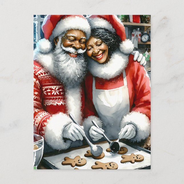 Mr and Mrs Clause Cute Christmas Personalised Holiday Postcard (Front)