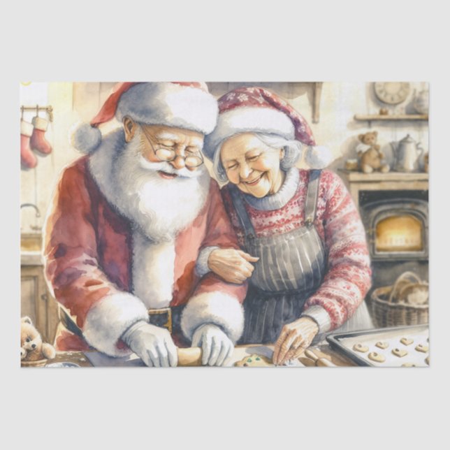Mr and Mrs Clause Cute Christmas  Tissue Paper (Front)