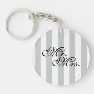 Mr. and Mrs. Click to Customise Colour Stripes Key Ring
