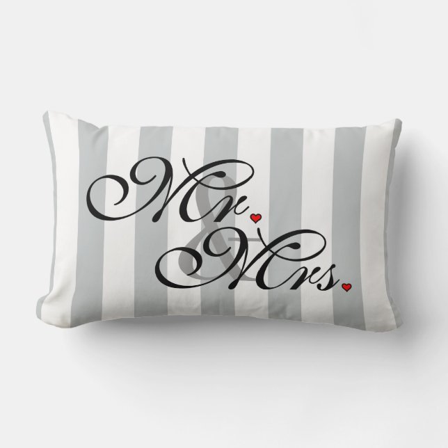 Mr. and Mrs. Click to Customise Colour Stripes Lumbar Cushion (Front)