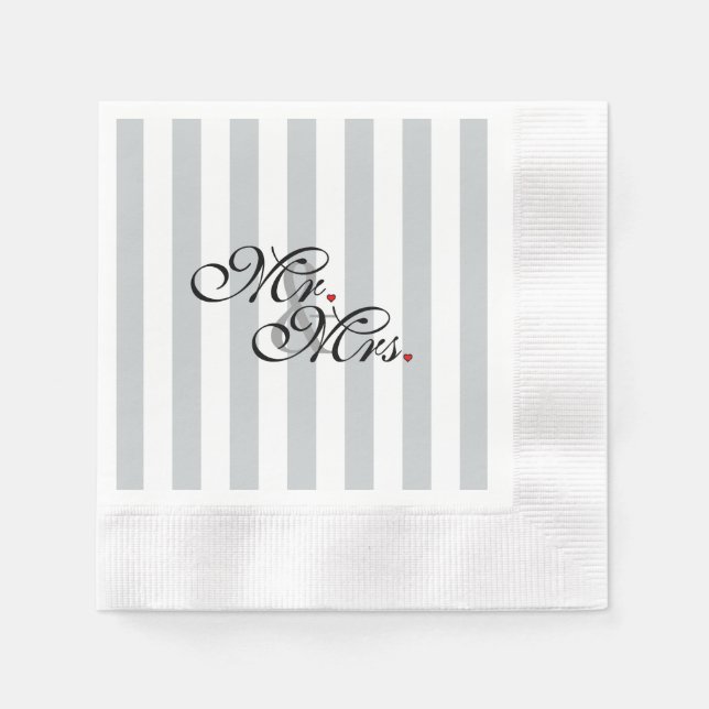 Mr. and Mrs. Click to Customise Colour Stripes Napkin (Front)