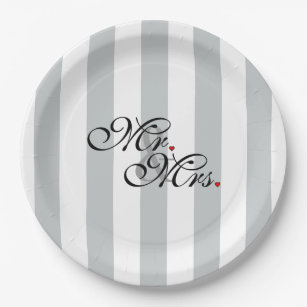 Mr. and Mrs. Click to Customise Colour Stripes Paper Plate