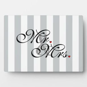 Mr. and Mrs. Click to Customise Colour Stripes Plaque