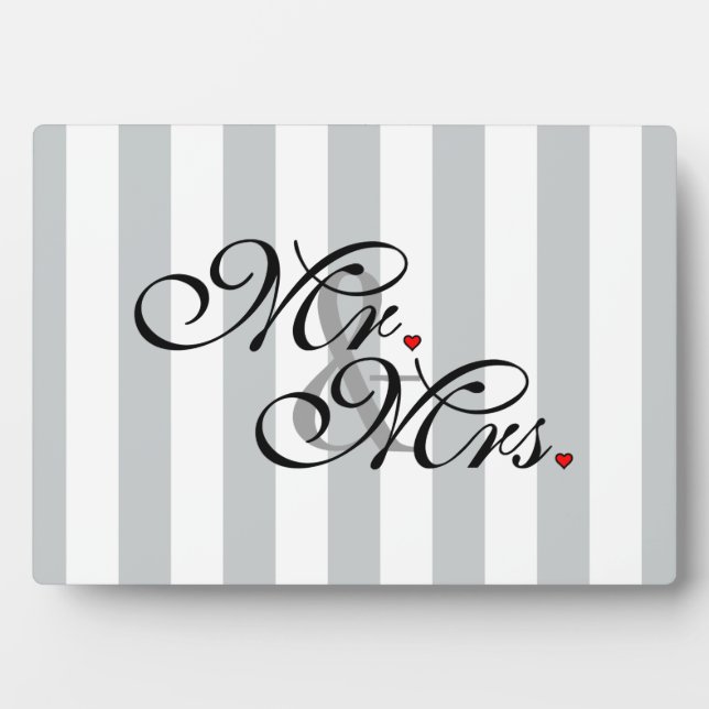 Mr. and Mrs. Click to Customise Colour Stripes Plaque (Front)