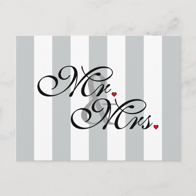 Mr. and Mrs. Click to Customise Colour Stripes Postcard (Front)