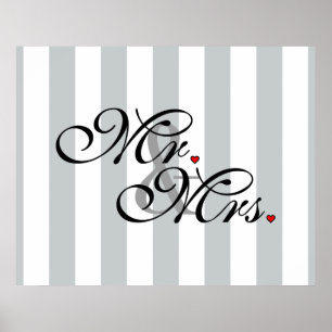 Mr. and Mrs. Click to Customise Colour Stripes Poster