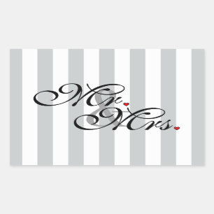 Mr. and Mrs. Click to Customise Colour Stripes Rectangular Sticker