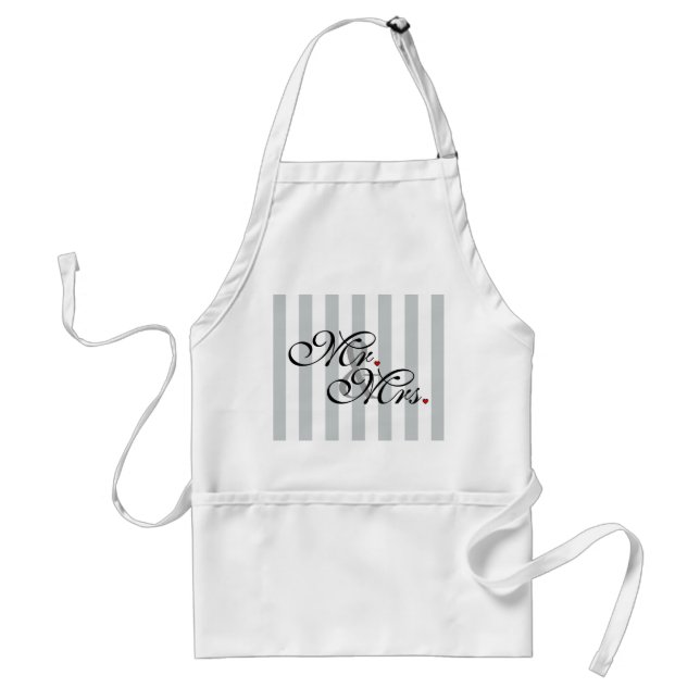 Mr. and Mrs. Click to Customise Colour Stripes Standard Apron (Front)