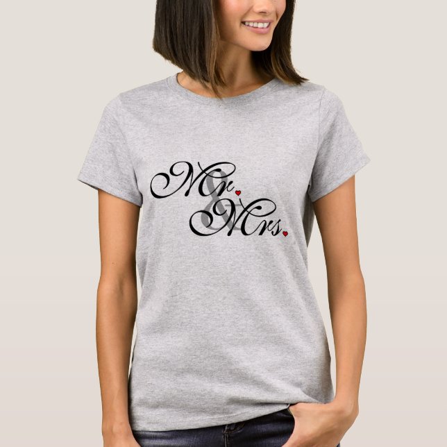 Mr. and Mrs. Click to Customise Colour Stripes T-Shirt (Front)