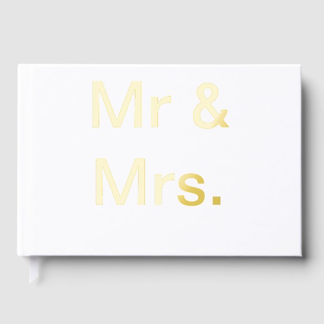 Mr and Mrs couple name monogram text simple minima Guest Book (Front)