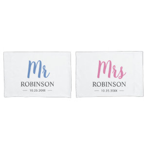 Mr and Mrs Couple Wedding Anniversary Husband Wife Pillowcase