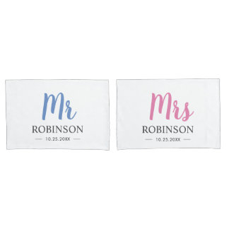 Mr and Mrs Couple Wedding Anniversary Husband Wife Pillowcase