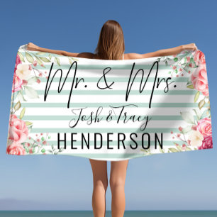 Mr and Mrs, Couples wedding gift, Anniversary gift Beach Towel